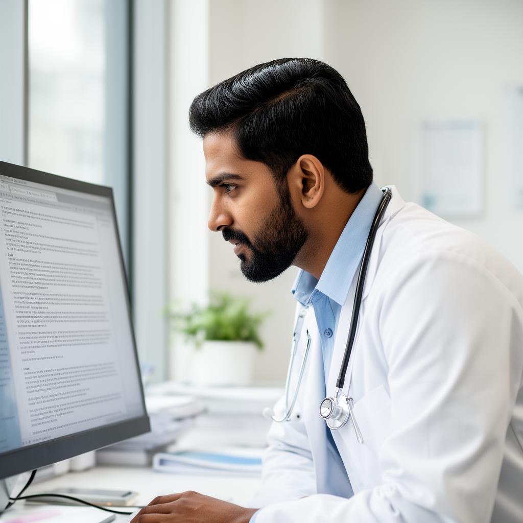 Dr. Jeev K reviewing monitor